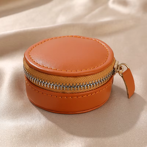 EQ Personalized Custom Logo PU Leather Mini Travel Zipper Fashionable Graduation Ring Jewelry Box Dustproof Earring Necklace - Product Image 6