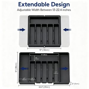 Foldable <b>Drawer</b> Organizer Kitchen Knife Storage Rack Fork and Spoon <b>Plastic</b> Storage Box Expandable Cutlery Tray <b>Drawer</b> - Product Image 5
