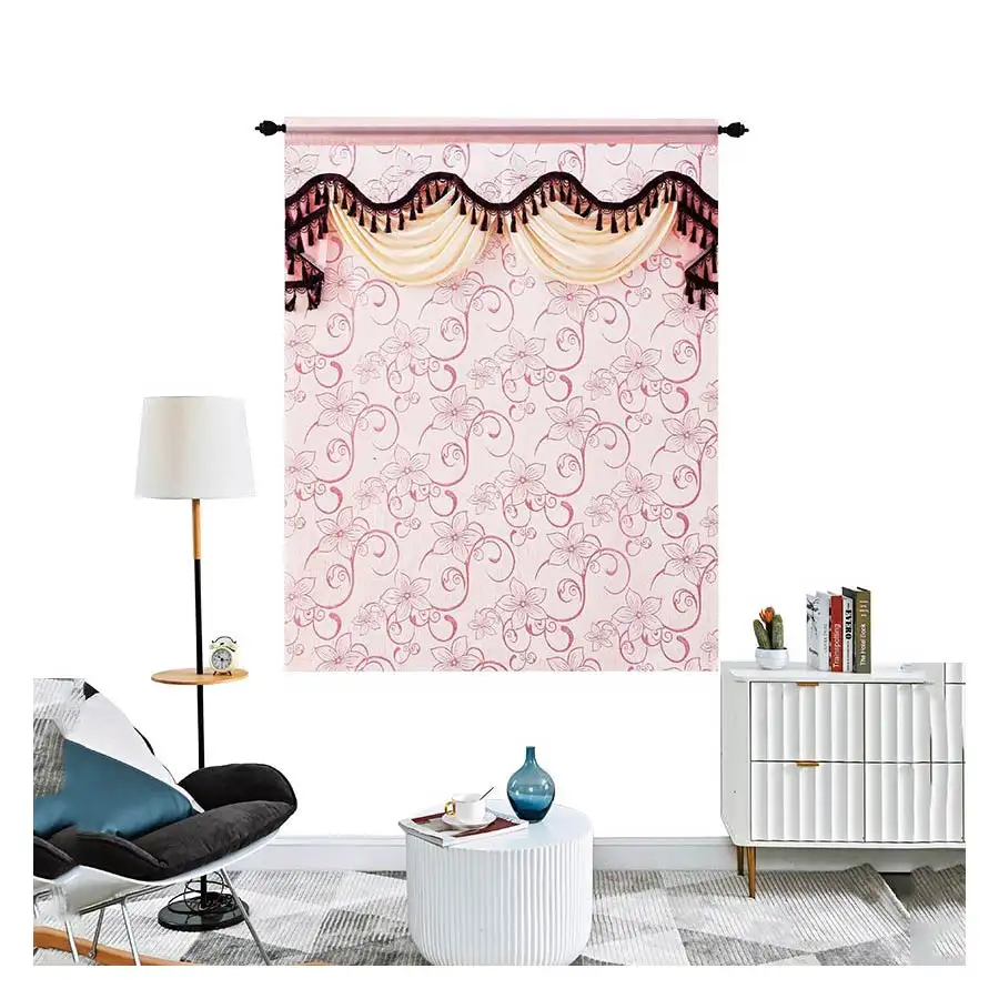 Jacquard pink roman shades cheap blind fabrics indoor blackout roller blinds with valance