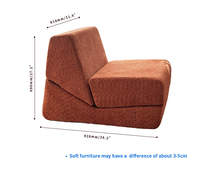 Fauteuil convertible modulaire en laine d'agneau compressée, une place, avec dossier réglable