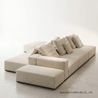 Sofa Pulau Modular Minimalis Italia dengan Tempat Duduk Dua Sisi, Sofa Ruang Tamu Berlapis Kain, Ukuran Kustom