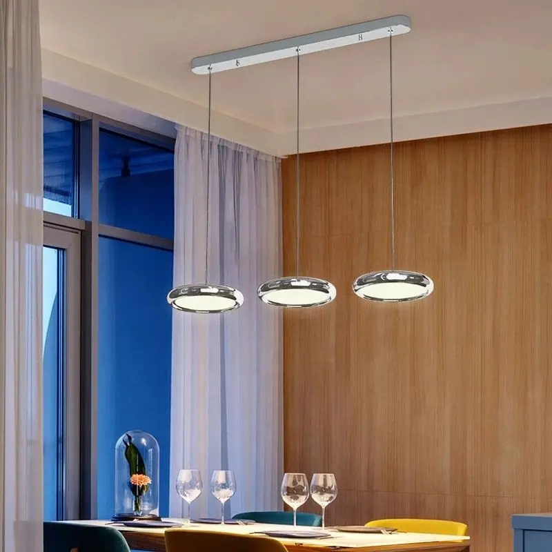 Nordic Restaurant Chandelier Simple Golden Silver LED Pendant Lamps Modern Electroplating Alloy Bar Kitchen Island Hanging Light
