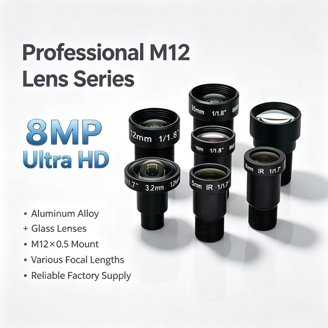 High Precision 8MP M12 Fixed Iris Security Lens 12-35mm Series Full Metal Glass Optics Compatible IP Camera OEM Available