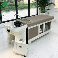 YIMEI Lit de lavage de cheveux mobile sans plomberie avec bac intégré et réservoir d'eau de 50L pour salon de coiffure