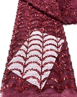 Tissu en dentelle à paillettes en gros avec des paillettes pour robe de soirée de mariage, tissu en dentelle brodée avec des paillettes pour fête de mariage