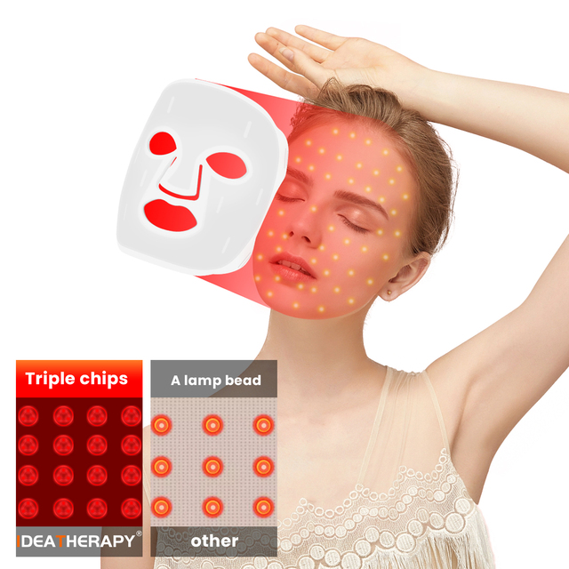 IDEATHERAPY Red Light Therapy Mask 660/850nm Silicone LED Pain Relief for Face US/IT/ZA Plug