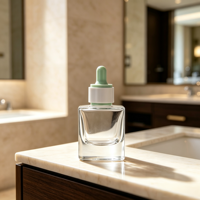 Flacons compte-gouttes en verre ambré transparent à fond épais, flacons vides pour sérum, pipettes pour huiles essentielles, soins de la peau, flacons cosmétiques rechargeables