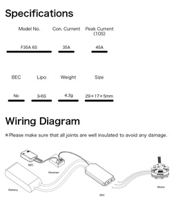 <span class=keywords><strong>F35A</strong></span> T-MOTOR ตัวควบคุมความเร็วมอเตอร์ไฟฟ้ากระแสตรงแบบไม่มีแปรง ESC 3-6S 35 BLHeli_32 Amp สำหรับโดรน FPV - Product Image 3