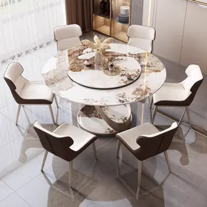 Luxury Living Room Furniture Metal Legs Round Dining Table Restaurant Round Rotating Dining Tables