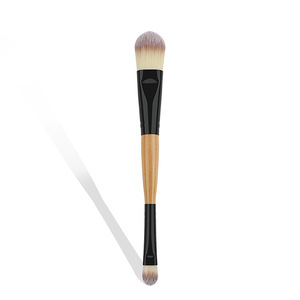 Pinceau double embout pour fond de teint et fard à paupières, poils en nylon doux, manche en bois massif, pinceau de maquillage pour le visage et les yeux, respectueux de la peau, OEM - Product Image 1