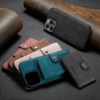 Casing Ponsel iPhone 18 Pro Max Magnet Wireless Charging Card Holder Stand Kulit Sintetis 17 Air 16 Plus 15 14 13 12