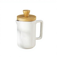 Cafetière Moka en céramique avec couvercle, vente en gros, design simple, épaissi, irrégulier, moderne et minimaliste