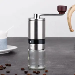 External Adjustment Outer Scale Coffee Mill Classic Hand Crank Stainless Steel Manual Coffee Bean Grinder with Ceramic Burrs