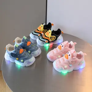 Babyschoenen Kinderen 2023 Herfst Nieuwe Jongens Lederen Oppervlak Sneakers 0-1-3 Jaar Oud 2 Kids Led Light Schoenen