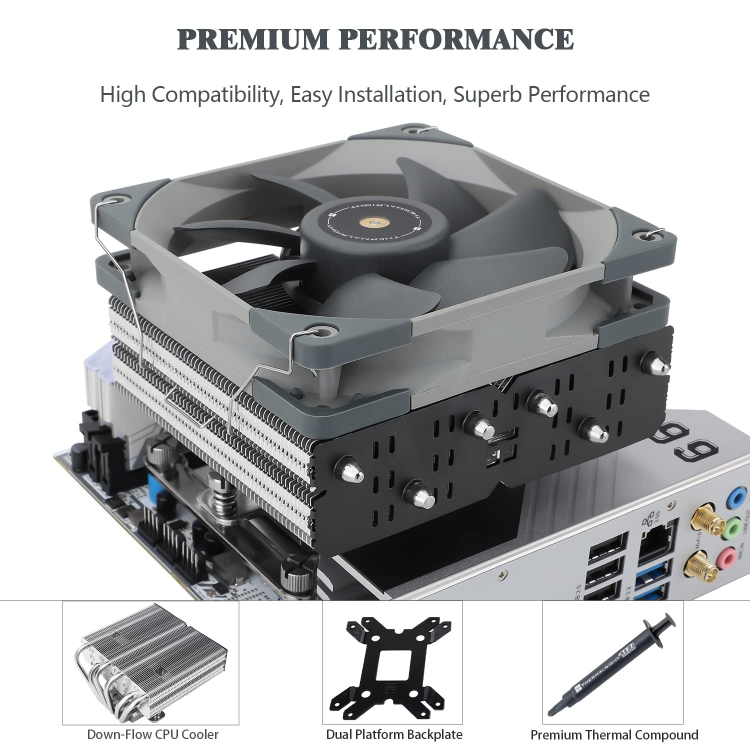 For Thermalright SI-100 CPU Air Cooler With TL-E12 PWM Fan, Quiet