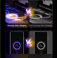 Cable de Datos RGB, Uno a Tres USB 2.0 Tipo-C, Carga Súper Rápida 3A para Teléfonos Móviles Android, con Iluminación Degradada