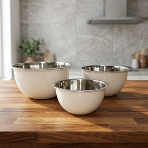 Ensemble de 3 bols mélangeurs en acier inoxydable avec revêtement en poudre - Product Image 1
