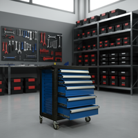 Chariot à outils roulant à 6 tiroirs personnalisable bleu, robuste, en métal, armoire de rangement, résistant à la poussière, pour garage, atelier, OEM ODM