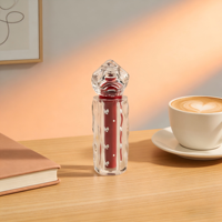 Tube de brillant à lèvres en plastique transparent texturé effet cristal LANCAI avec motif nœud papillon, contenant cosmétique et capuchon à vis pour blush et soins de la peau