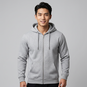 Custom Textured Full <b>Zip</b> Hoodie Premium Heavyweight Fleece Sweatshirt Unisex Streetwear <b>Zip</b> <b>Up</b> Jacket OEM ODM - Product Image 2