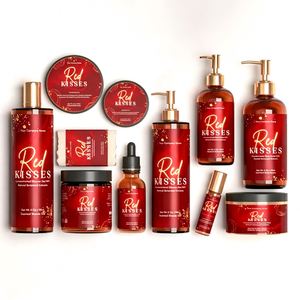 Etiqueta Adhesiva Cosmética Reutilizable Ecológica Red KISSES, Impresión en Lámina Dorada, Vinilo Autoadhesivo para Cuidado Personal - Product Image 1