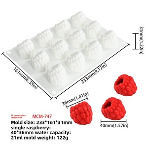 15-Piece Fruit Mousse Cake Mold Mango-Raspberry Chocolate Silicone Mold Strawberry Jelly <strong>Candle</strong> Mold Individually Packed - Product Image 6