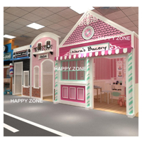 Mini Town Play Cafe : Équipement de jeu intérieur doux, Maison de jeu en bois pour enfants avec garage et hôpital pour jeux de rôle