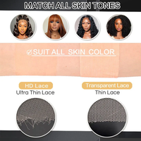 Cheveux humains vietnamiens blonds ombrés HD 5*5, Ligne de cheveux M, Fermeture en dentelle HD 9*6, Lisse baguette, Frontal en dentelle HD complète 13*6, Sans colle