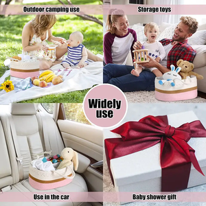 Nueva colección, bolsa de pañales de <span class=keywords><strong>maternidad</strong></span> para momias, <span class=keywords><strong>cesta</strong></span> de pañales de cuerda de algodón portátil y organizador para pañales de bebé - Product Image 6