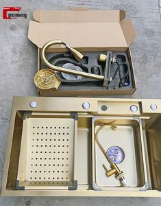 <span class=keywords><strong>Robinet</strong></span> de cuisine intelligent moderne en acier inoxydable noir avec cascade et lave-tasses, écologique, pour installation sous plan de travail - Usine d'éviers - Product Image 4