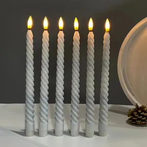 3D фитиль на батарейках, мерцающие, как настоящие витые светодиодные конусы, восковые свечи для рождественского свадебного декора