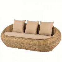 Chaise d'extérieur moderne en rotin tressé, couleur naturelle, structure métallique, design imperméable, pour balcon, patio, jardin, hôtel, appartement, ferme
