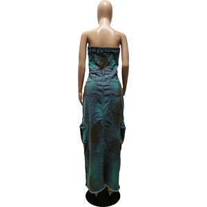 Robes en jean longues d'été décontractées pour dames matures sexy Robe Demin pour femmes - Product Image 4