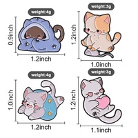 Lot de badges en émail Chat de dessin animé, motifs chatons multi-expressions, pour vêtements, sacs à dos et décorations