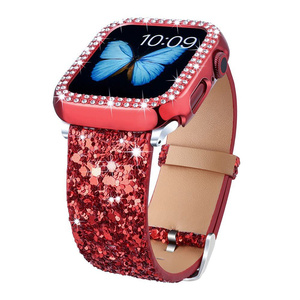 Bracelet de montre Bling Glitter Diamond pour Apple Watch Series Ultra 49mm 41 42 45 40 44, bracelet de poignet dégradé pour femme, réglable - Product Image 2