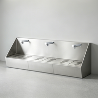 Produits d'hygiène - Fabricant fiable - Bac à ablution en acier inoxydable robuste pour le lavage des pieds - Évier à ablution Wudu - Trois stations