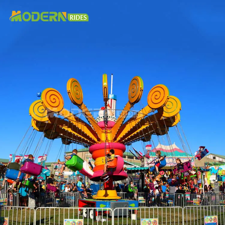 Le parc d'attractions portable pour enfants en plein air monte sur remorque pour enfants tour de carnaval luna park samba chaise volante