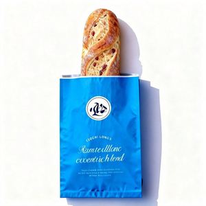 Bolsas de papel kraft biodegradables, reciclables y compostables certificadas, resistentes a la grasa, con ventana, para panadería, para pan de masa madre, con logo. - Product Image 1