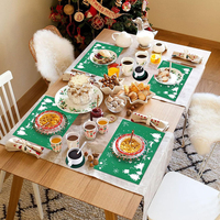 Ensemble de sets de table en feutre lavable 12 pièces de Noël rouge sous-verres antidérapants pour table à manger