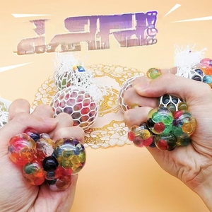 Unisex Squeeze Ball Anti-Stress Decompression Toy Fun and Stretchy Rubber <b>Squishy</b> Grape Mesh Ball for Stress Relief - Product Image 5