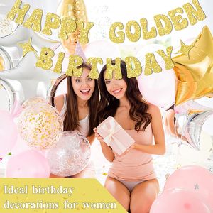 Pancarta y Letrero de Feliz Cumpleaños Dorado con Diseño de Estrella Dorada Brillante, Decoraciones de Cartón para Fiestas de Cumpleaños para Mujeres y Hombres - Product Image 6