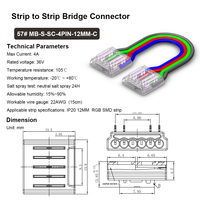 Conector de tira LED COB RGB ultrafino de 12mm y 4 pines Conexión rápida y segura sin esfuerzo con carcasa de cobre y PC