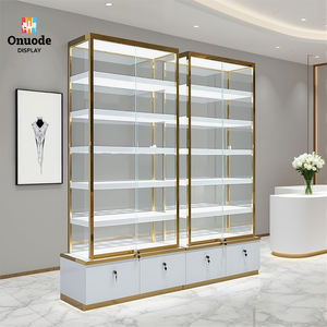 Vitrine de présentation de bijoux de luxe écologique en bois avec éclairage LED, taille et couleur personnalisables pour les bijouteries, <span class=keywords><strong>comptoir</strong></span> en verre durable - Product Image 4