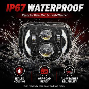 Faro LED 5x7 H6054, Antiabbagliamento Approvato DOT con DRL e Indicatore di Direzione Ambra, Abbaglianti/Anabbaglianti per Jeep XJ YJ, GMC Comanche - Product Image 3