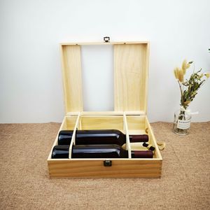 Caja de Madera para Vino, Empaque para Tres Botellas, Forma Rectangular, para Almacenamiento de Bebidas - Product Image 4