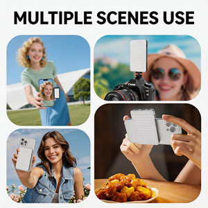Lumière vidéo LED magnétique double face, lumière de remplissage LED 2500k-9000k, lumière de conférence vidéo à intensité réglable avec batterie externe - Product Image 5