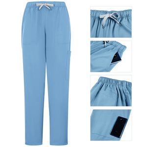 Women Scrub Set V-Neck Top And Drawstring Pants Moisture Wicking Knitted Hospital Uniforms Solid Color Split Set - Product Image 4