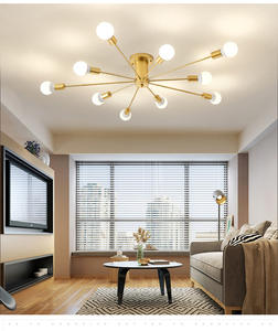 HFBH Lustres modernes lumières noir/or rétro araignée lumière Semi encastré plafonnier Vintage métal étoile éclairage - Product Image 4