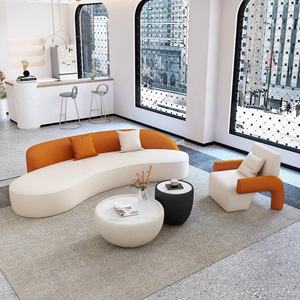 Kecil Nordic keluarga kursi ruang keluarga Salon kecantikan pakaian toko Sofa penerimaan kombinasi elegan Arc Area Penerimaan - Product Image 2