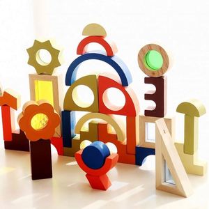 ชุดของเล่นก่อสร้าง STEM แบบคลาสสิก Montessori ชุดตัวต่อไม้และอะคริลิคแบบไม่ต้องใช้หน้าจอ - Product Image 1
